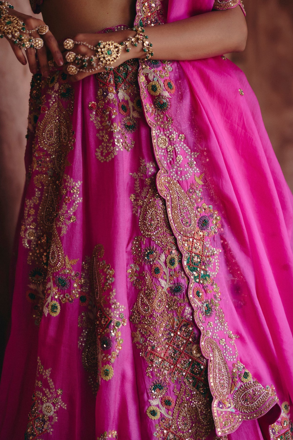 Gulrez Pink 16 Kali Lehenga Set