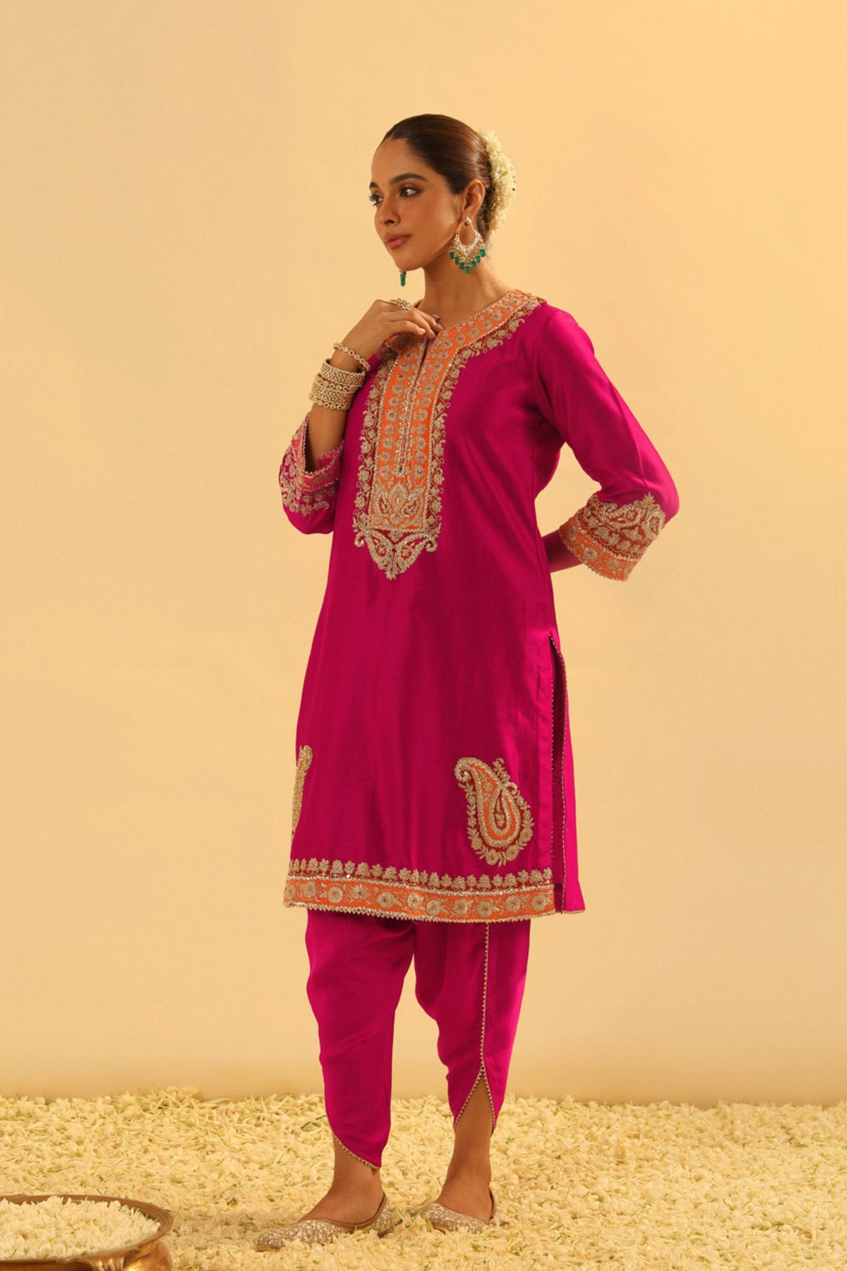Anjum Short Pink Kurta With Dhoti