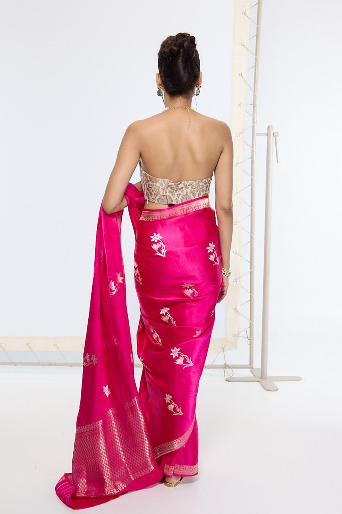 Handwoven Hot Pink Banarasi Saree
