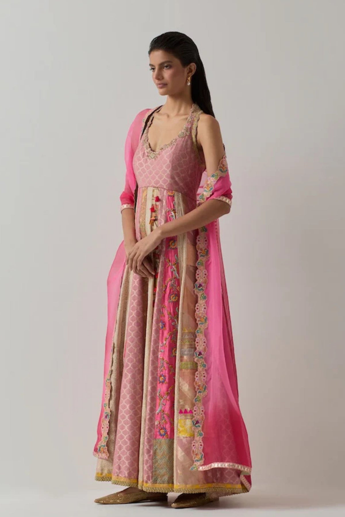 Pink Embellished Anarkali Set