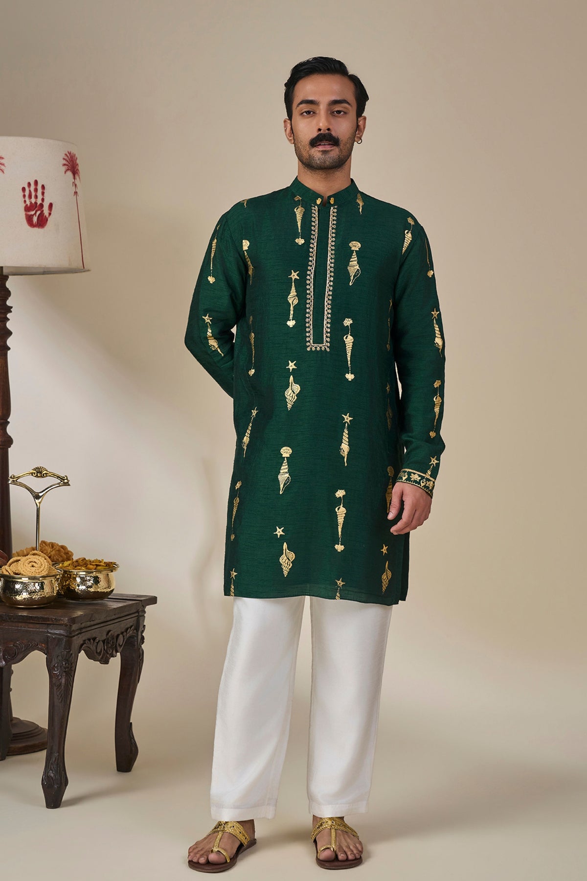 Bottle Green Kochi Conch Kurta