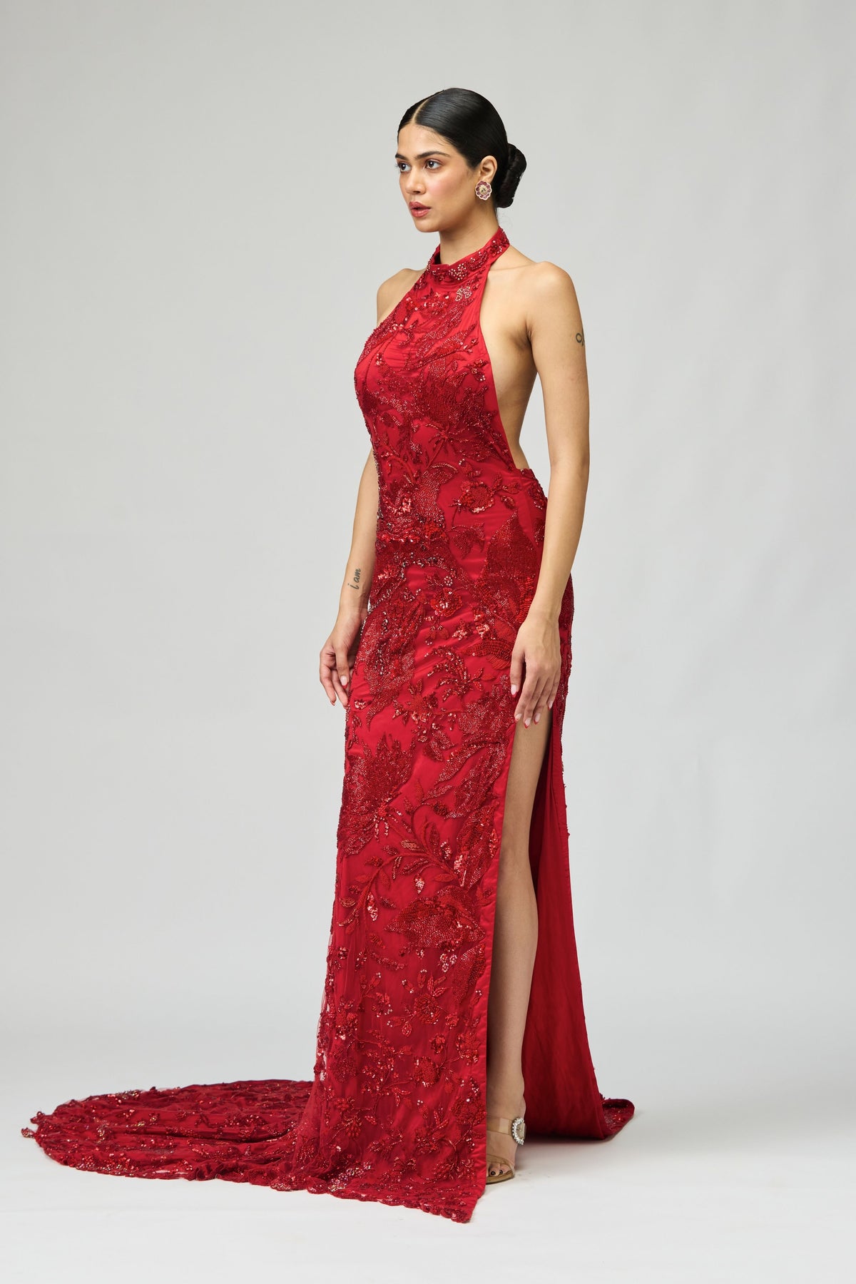 Red Embellished Gown