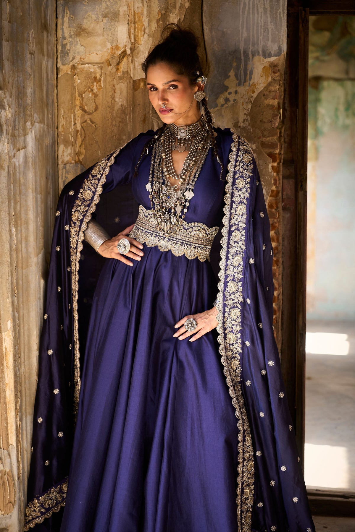 Embroidered Purple Anarkali Set