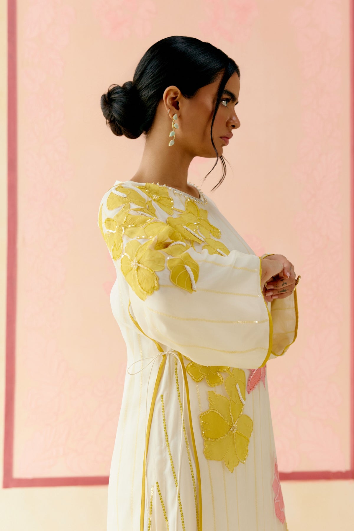 Ivory Floral Organza Kurta Set