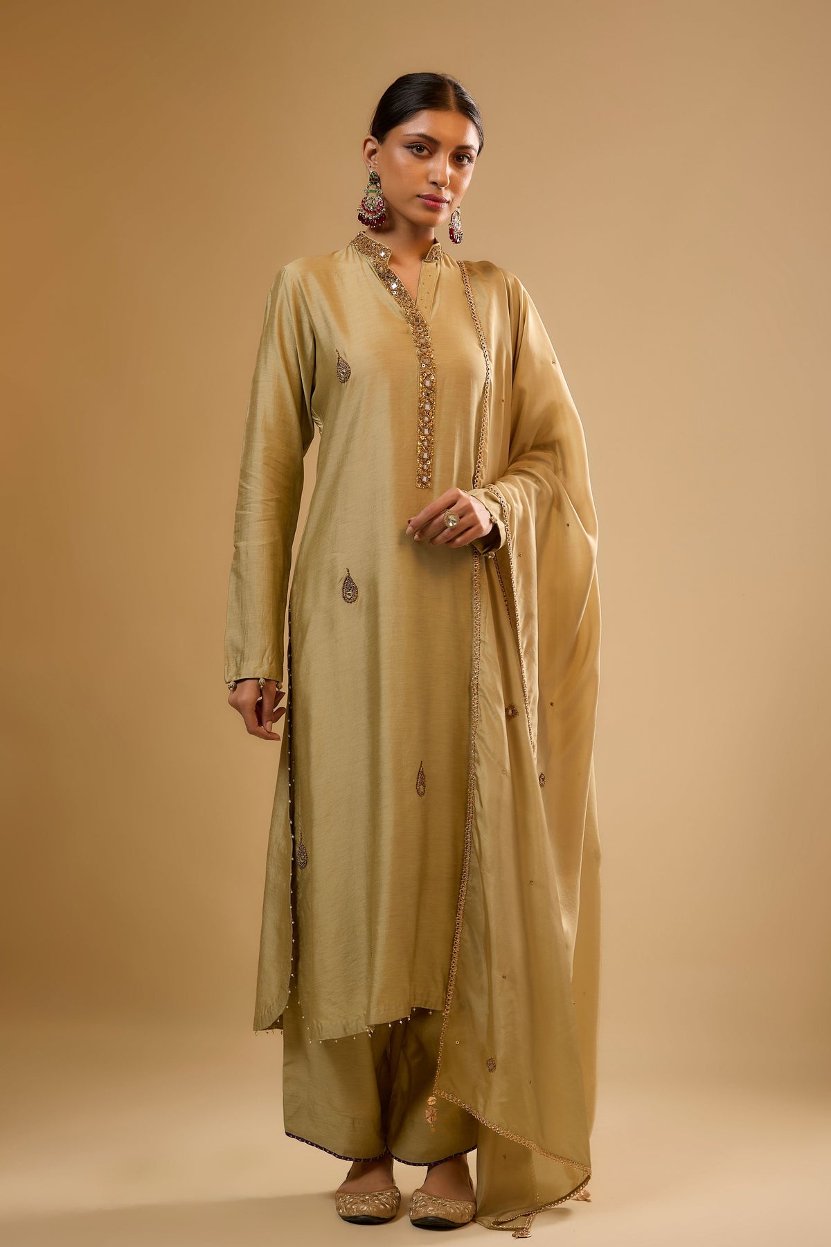 Light Green Applique Kurta Set