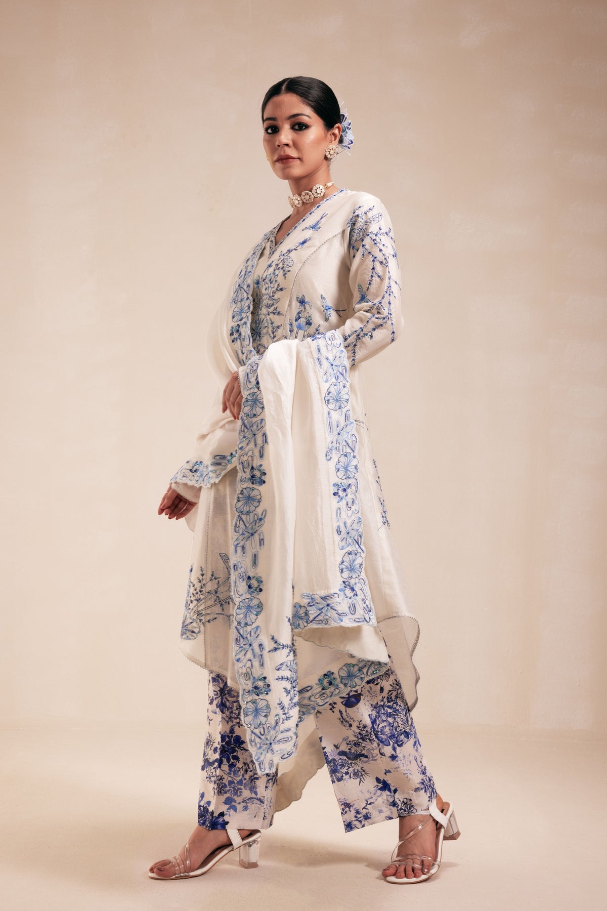 Blue Scalloped Kurta Set