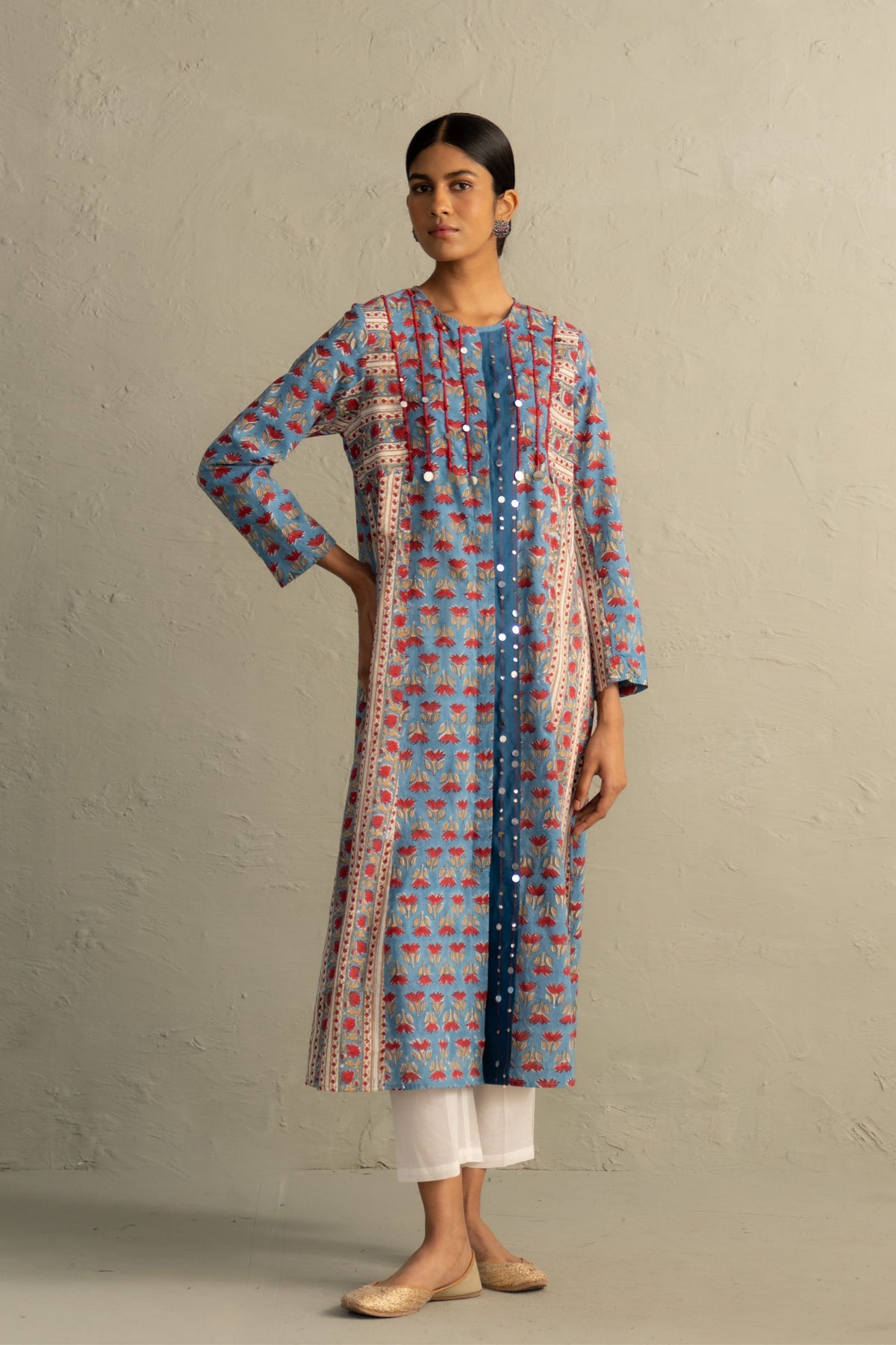 Blue Placket Kurta Set