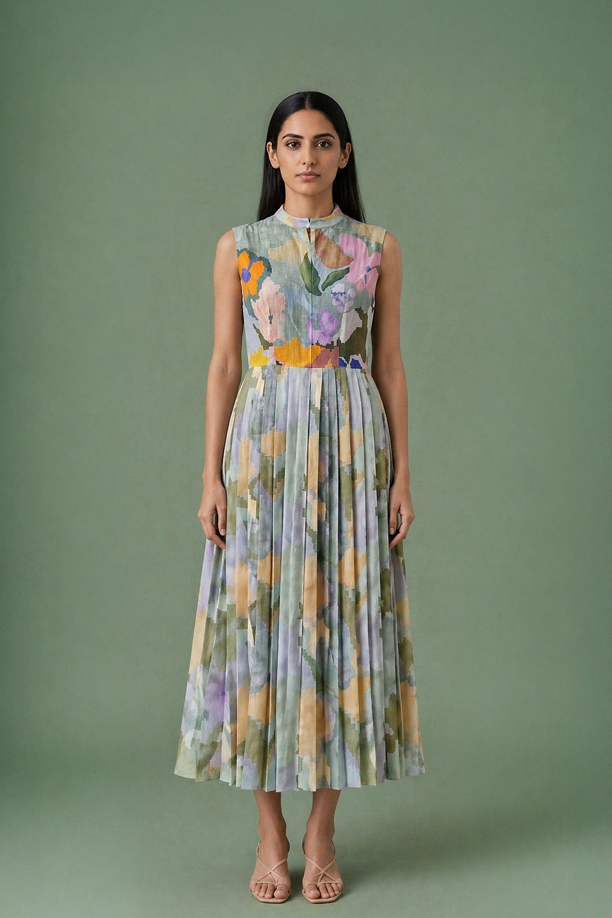 Ikat Pleated Dress