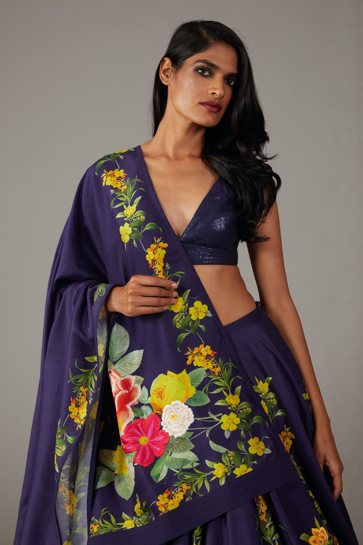 Chanderi Printed Lehenga Set