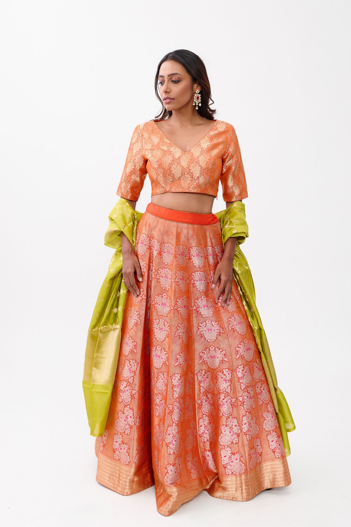 Orange Gulhar Lehenga Set