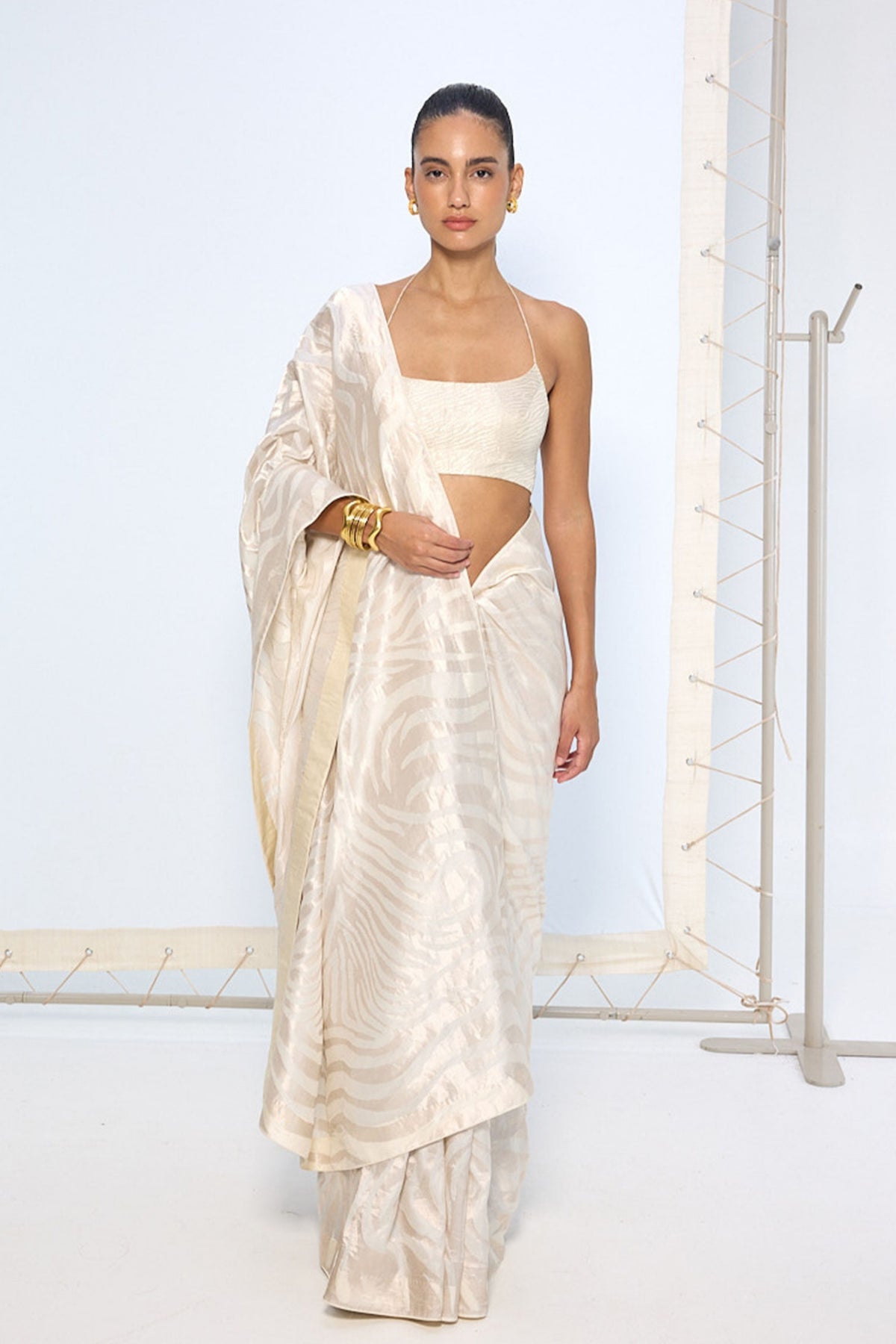 Handwoven Ivory Silk Saree