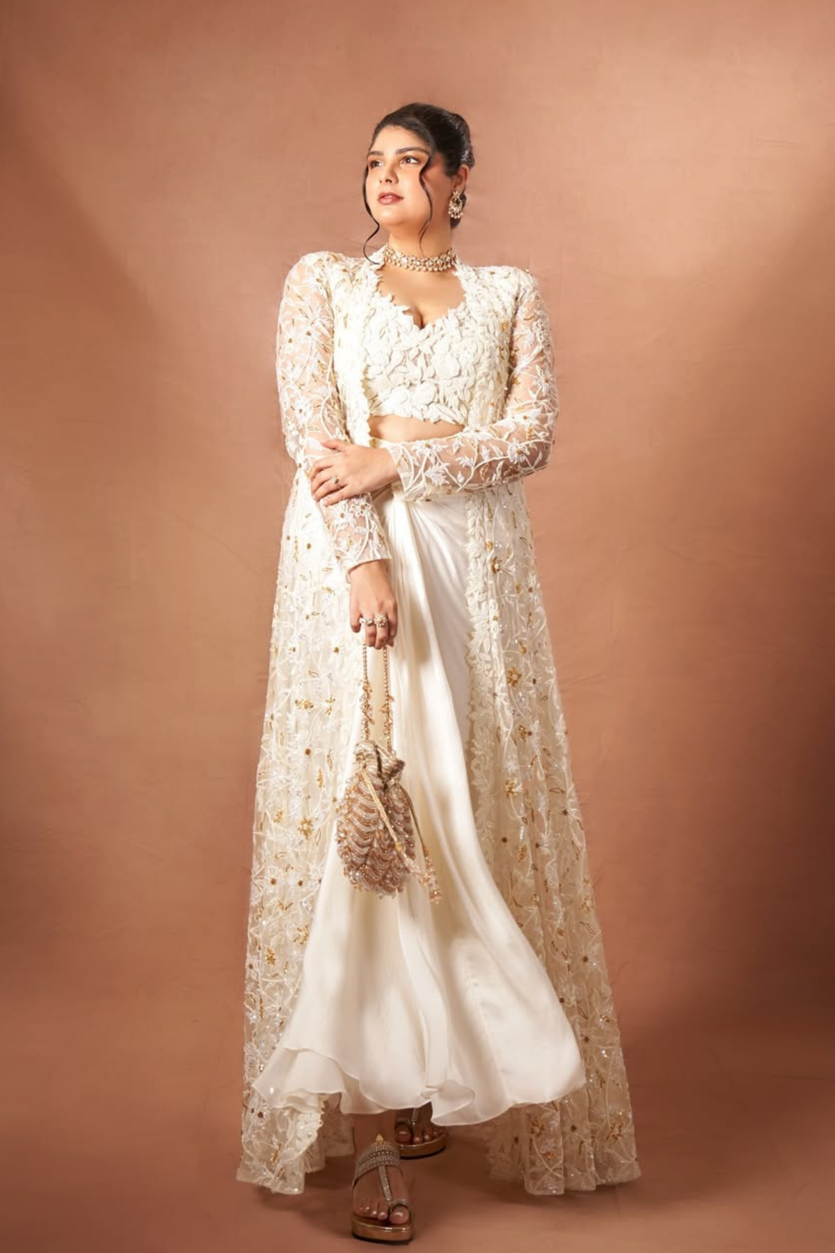 Anshula Kapoor in Moon Indo Western Jacket Set