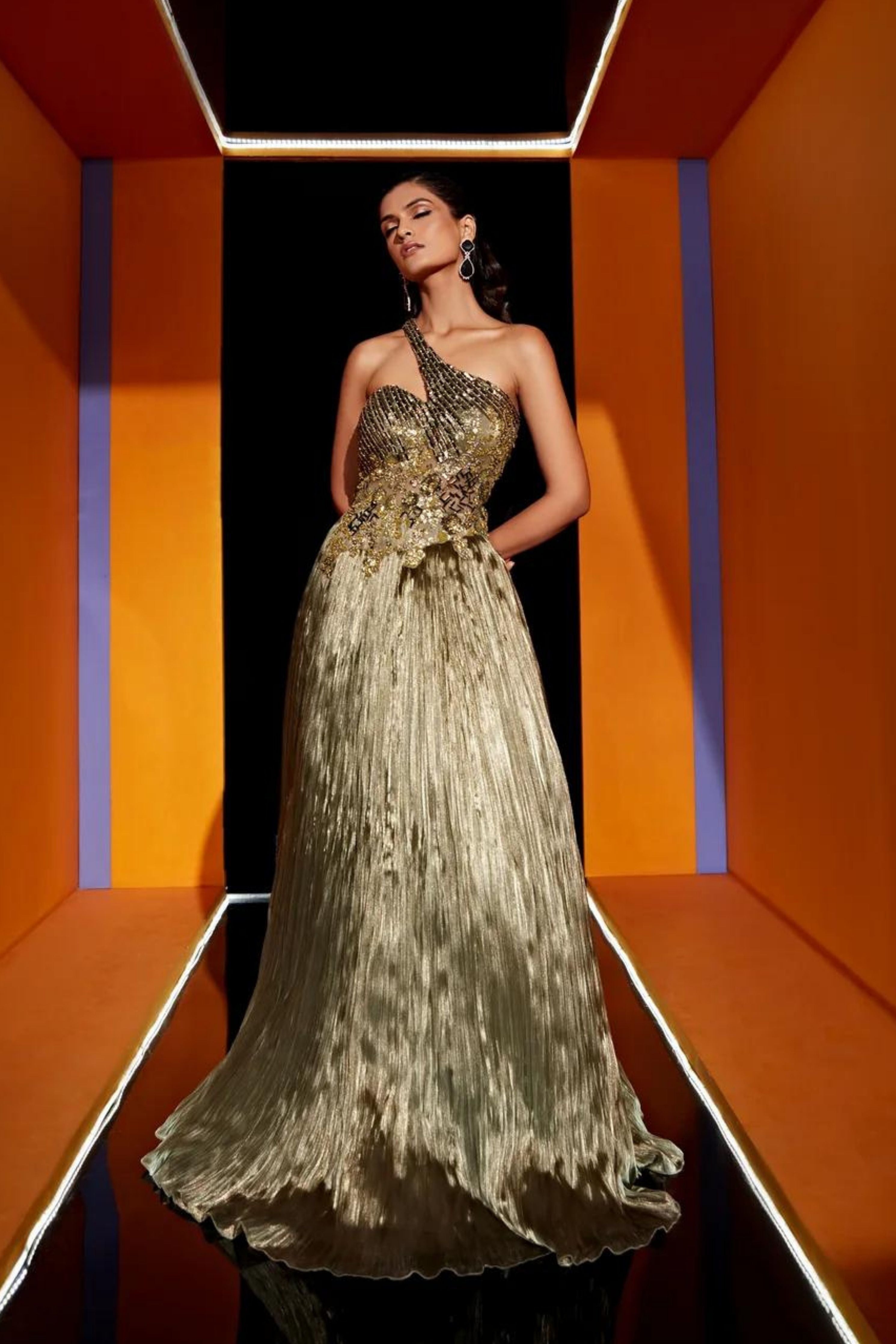Dull gold dress store