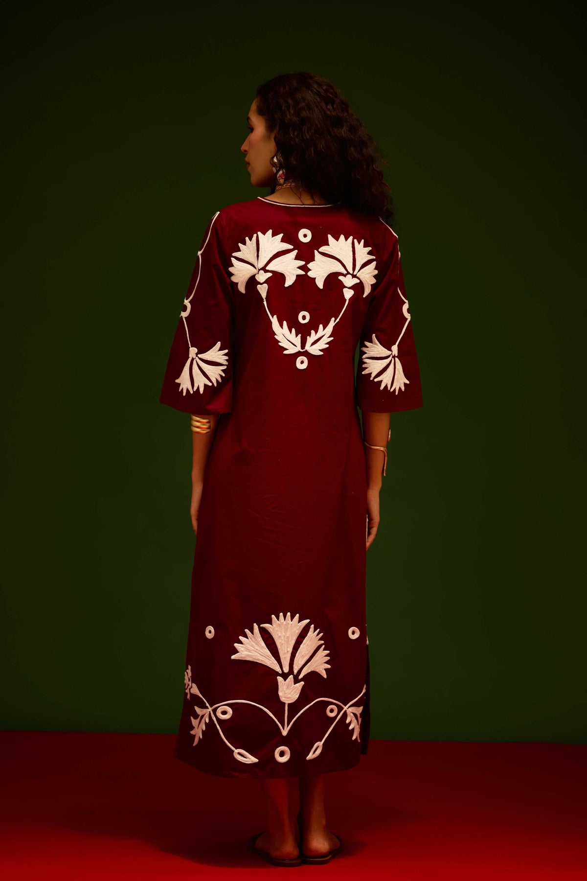 Wine Cotton Maxi Dress