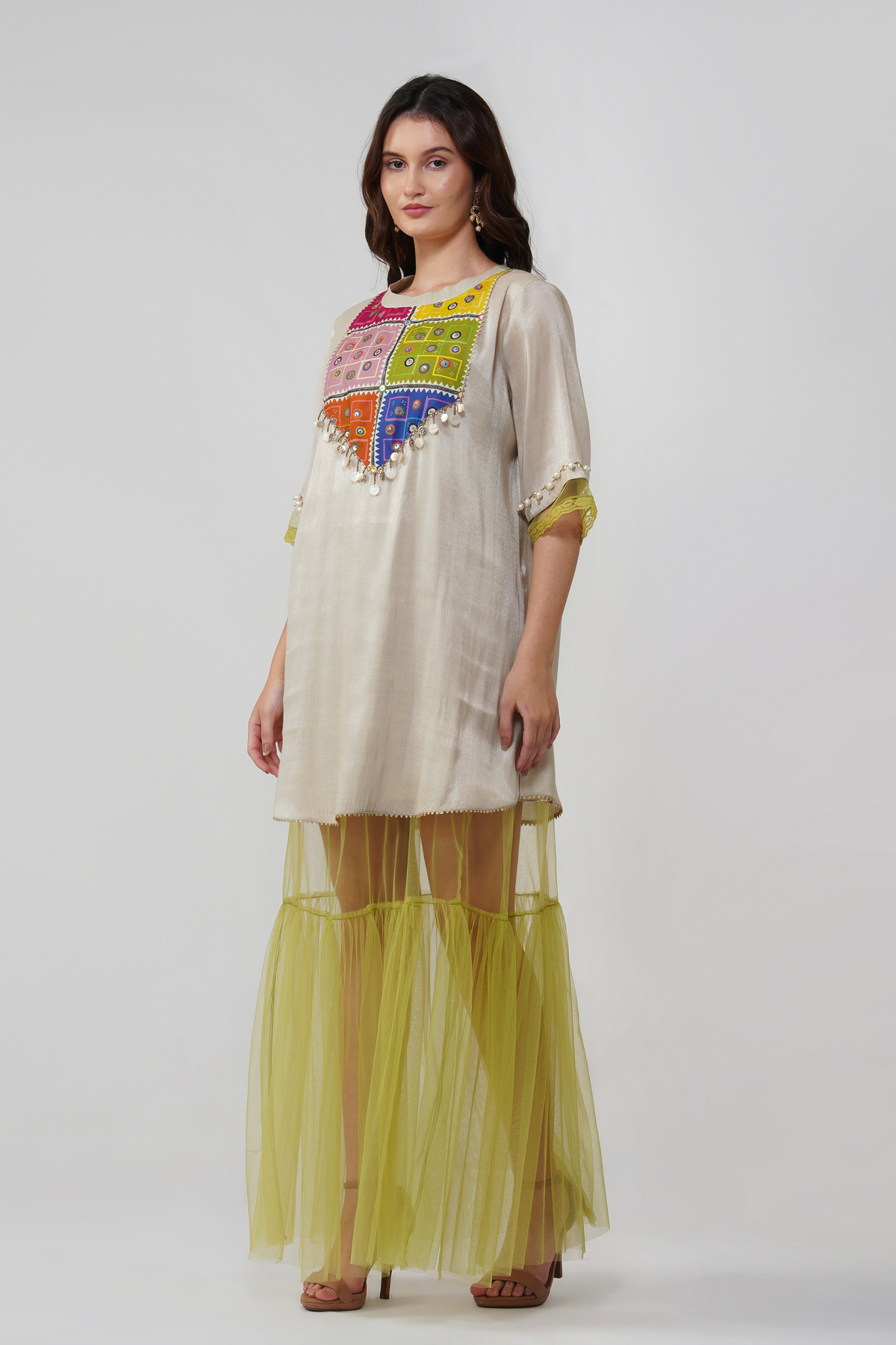 Mirrorwork Printed Maxi Dress