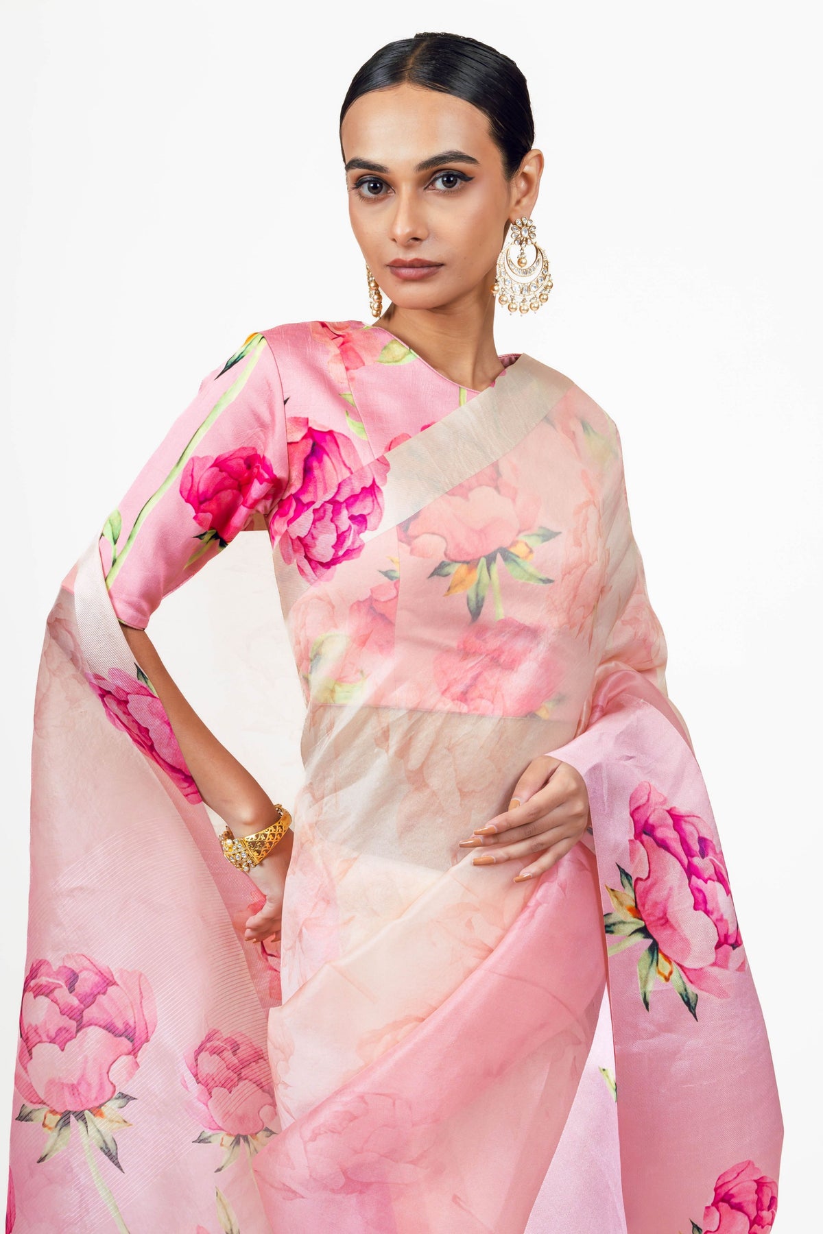 Monica Pink Organza Saree