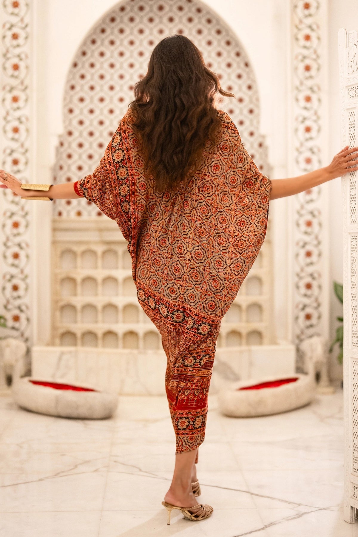 Ajrakh Print Draped Kaftan