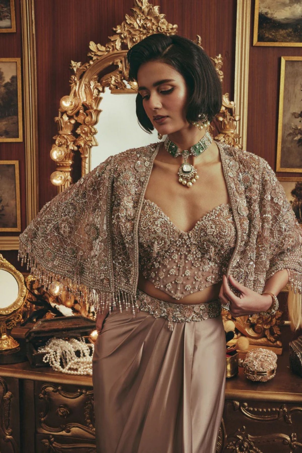 Dorothy Taupe Cape Set