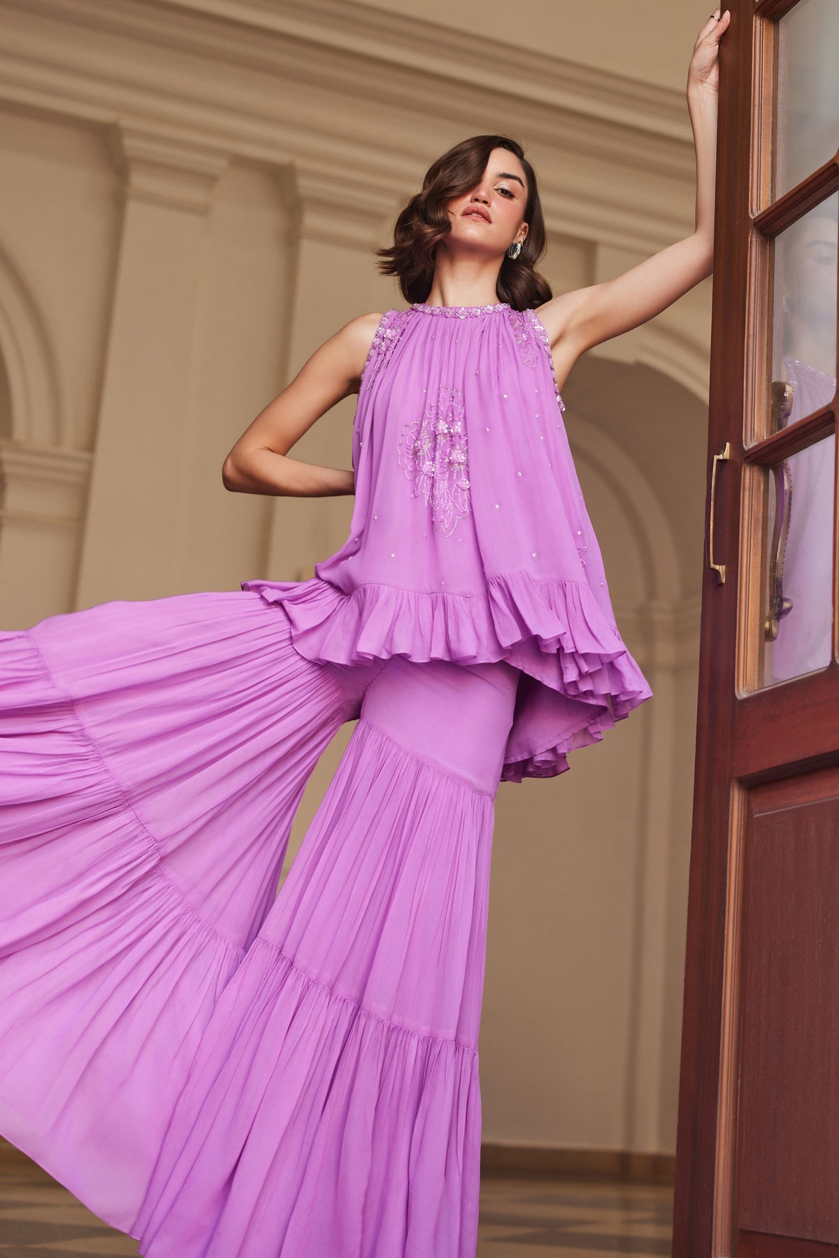 Bubblegum Pink Halterneck Top Sharara