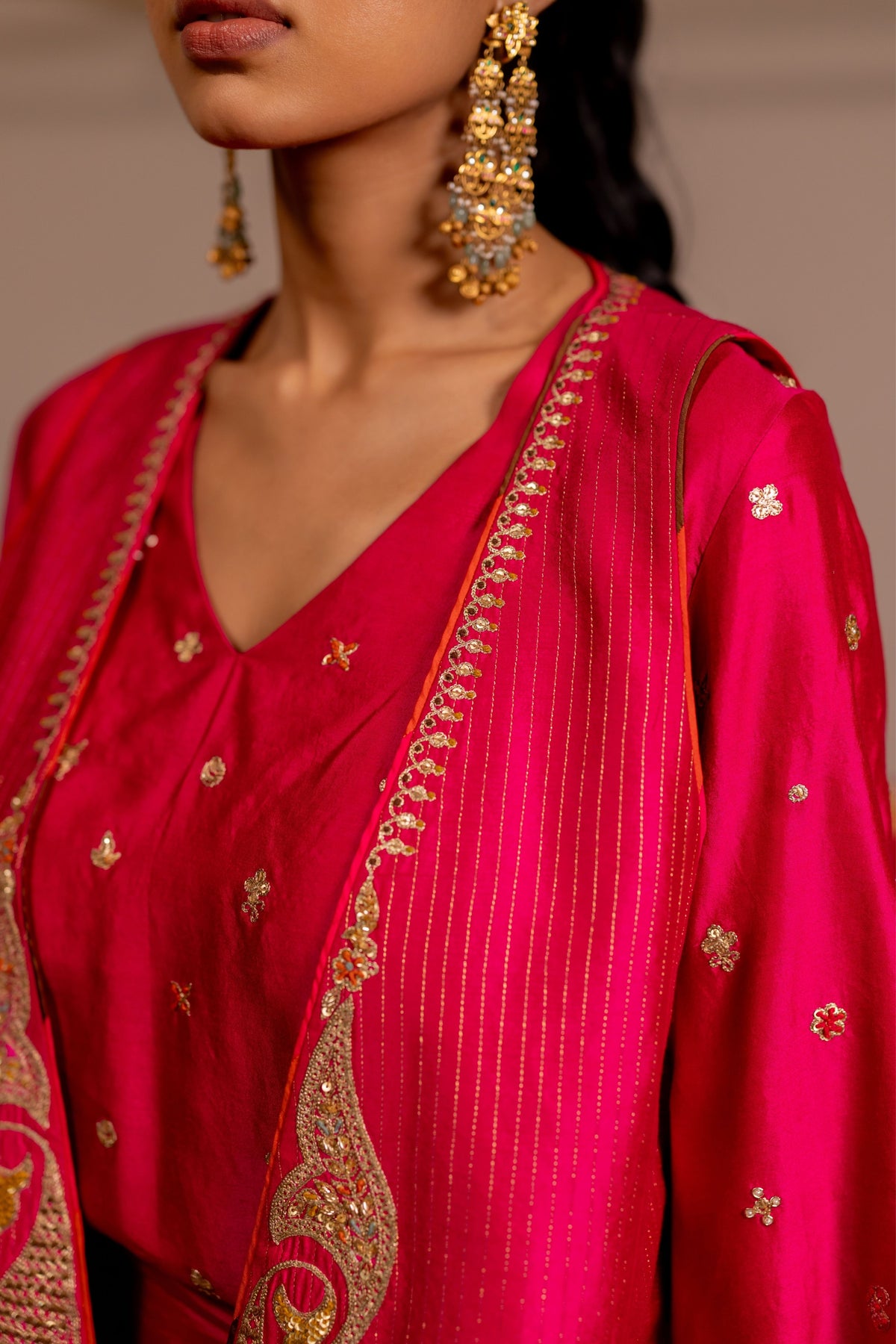 Kumbh Pink Draped Skirt Set