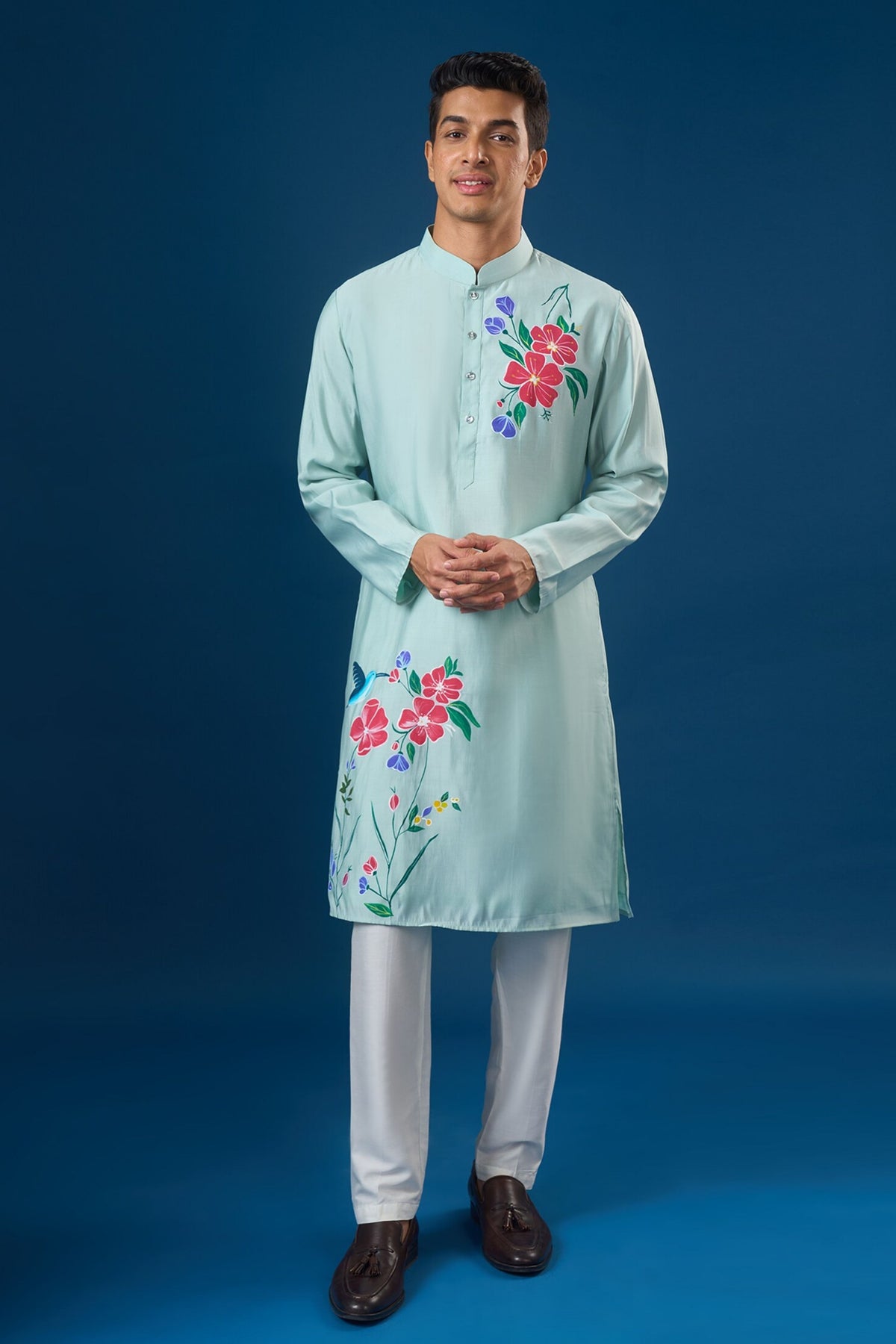 Sky Blue Floral Kurta Set