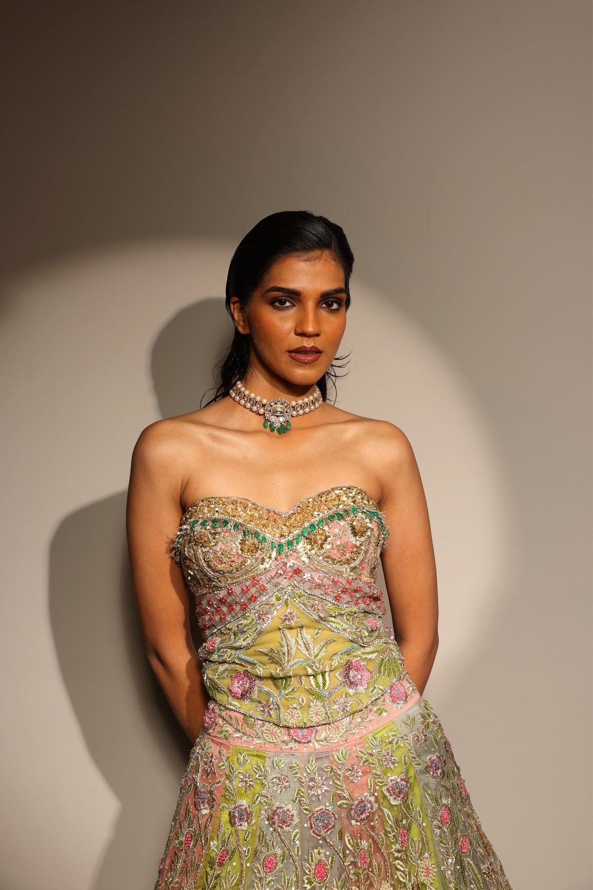 Satrangi Swarna Lehenga With Corset
