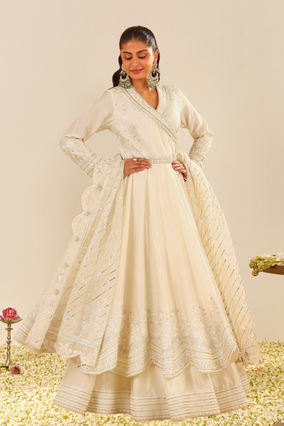 Daisy Ivory Anarkali With Skirt