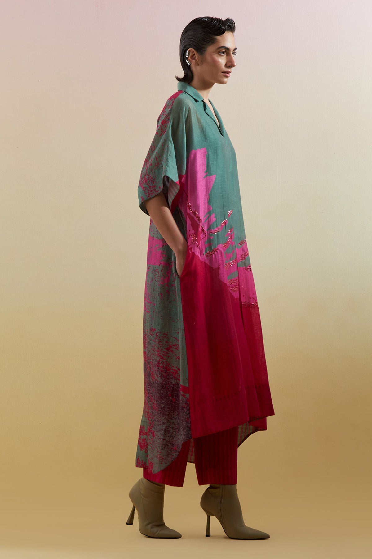 Gliss Green & Pink Kurta Set