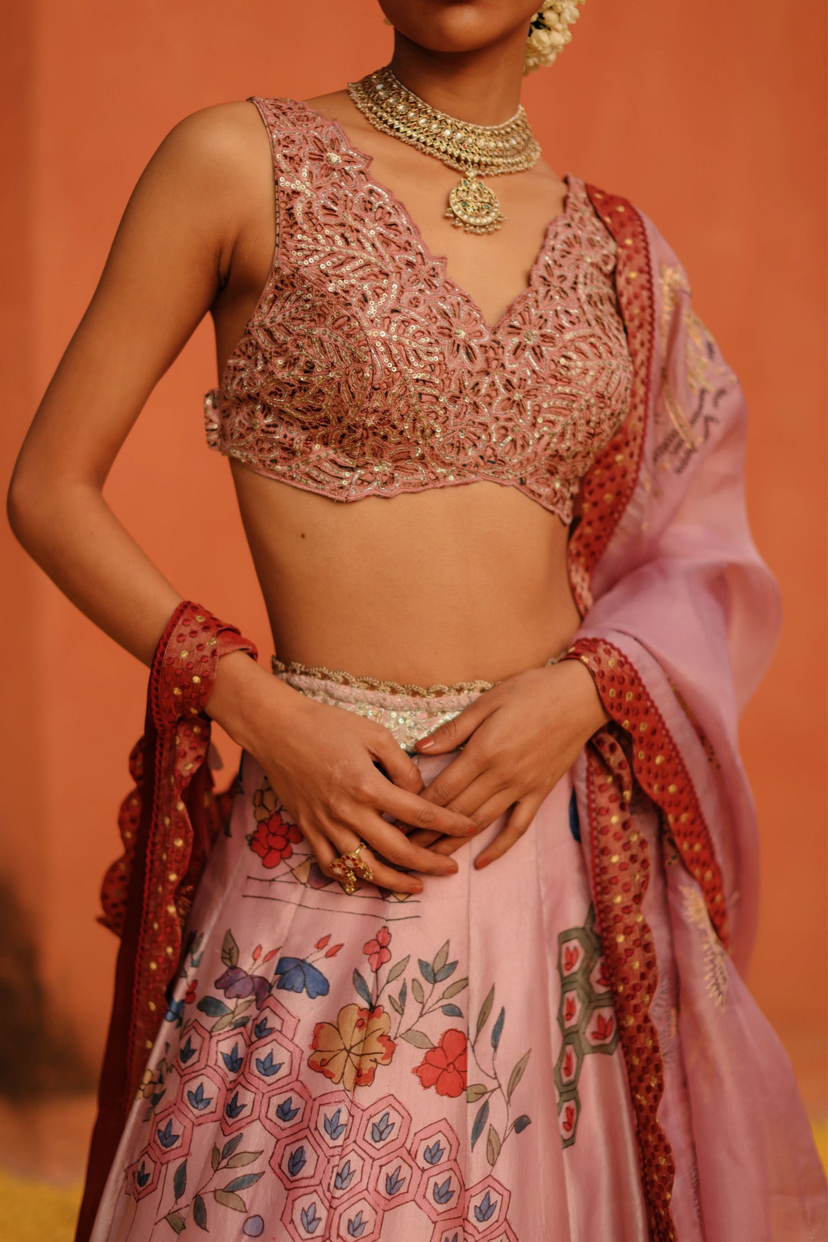 Lavender Kalam Lehanga Set
