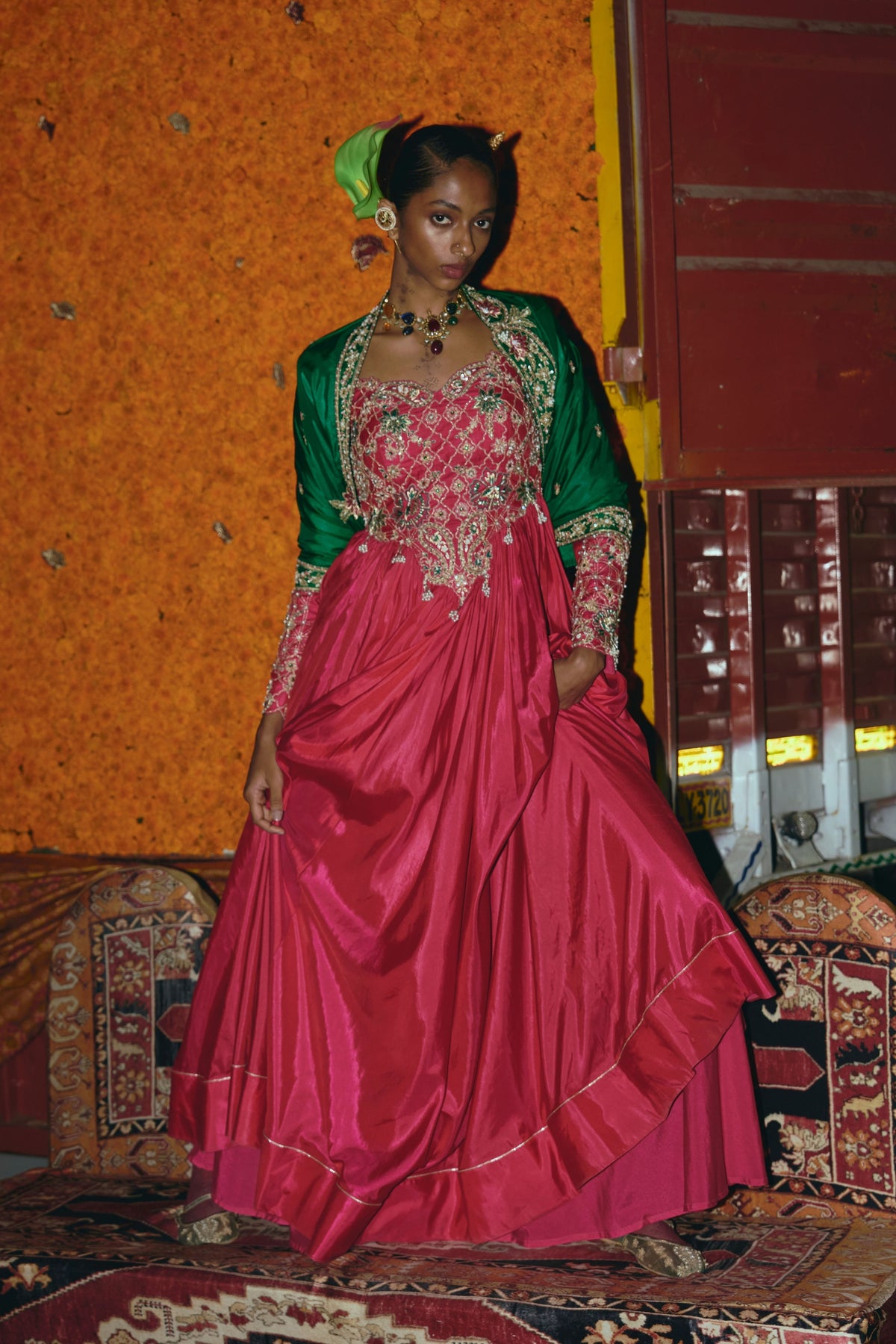 Pink  Anarkali Set