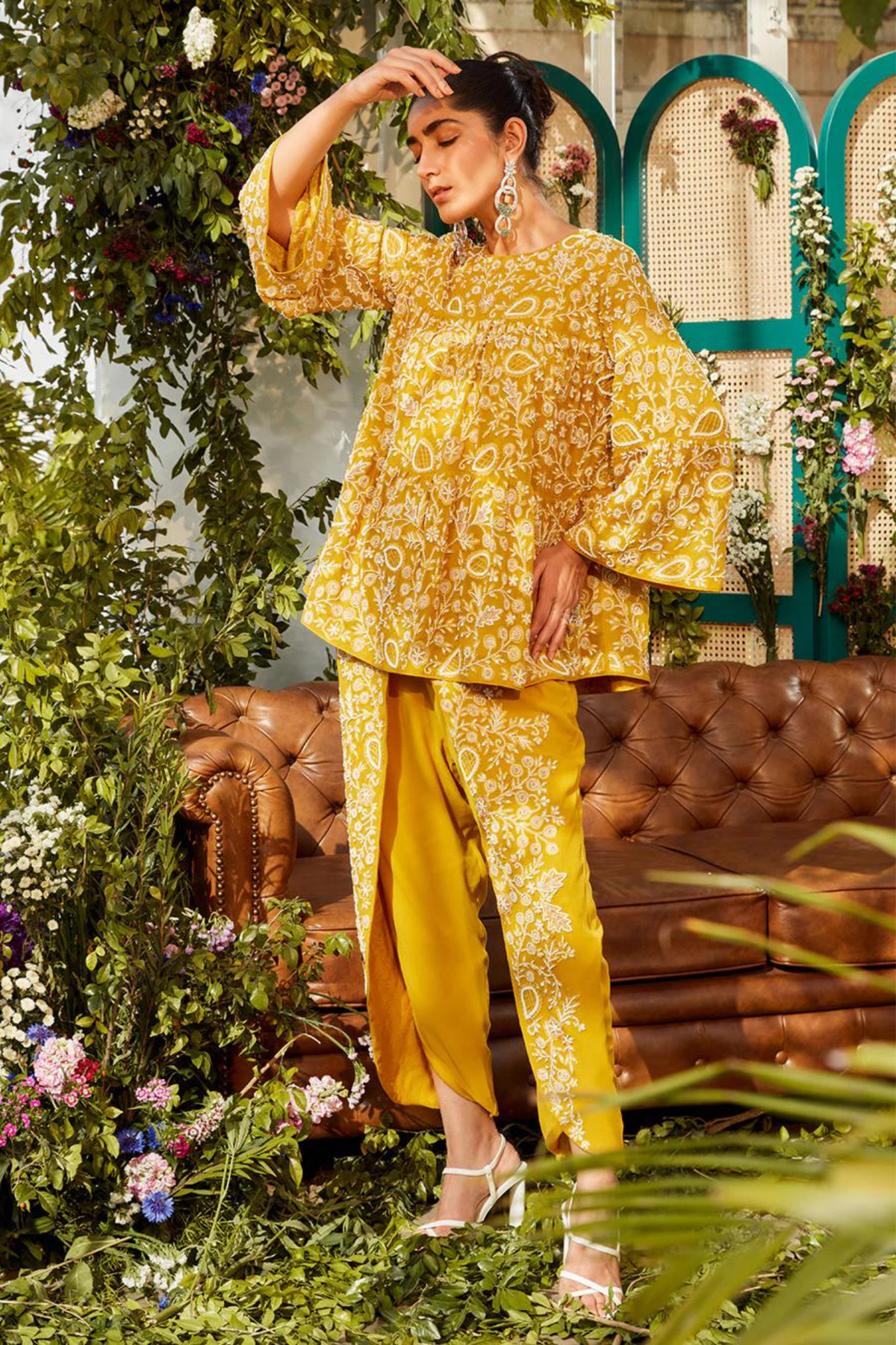 Mustard dhoti set