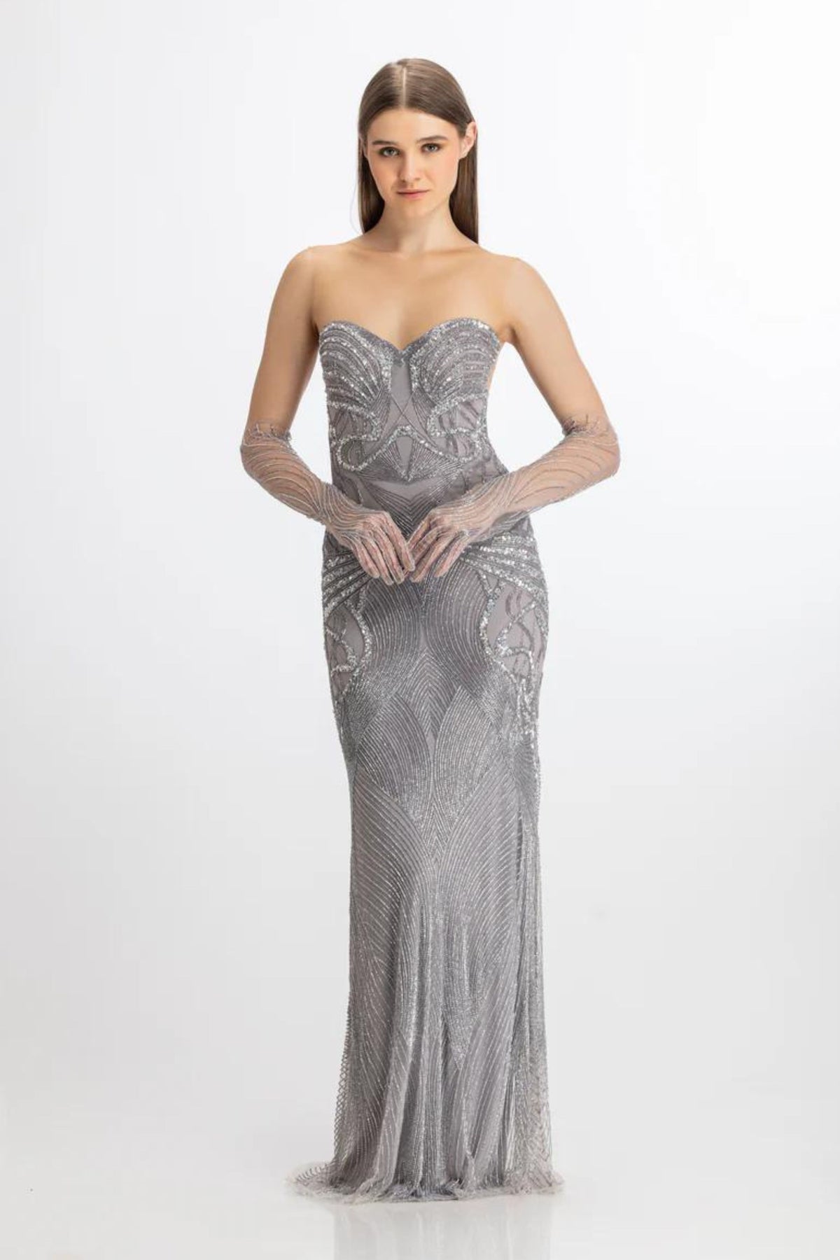 Lit grey corset fit gown