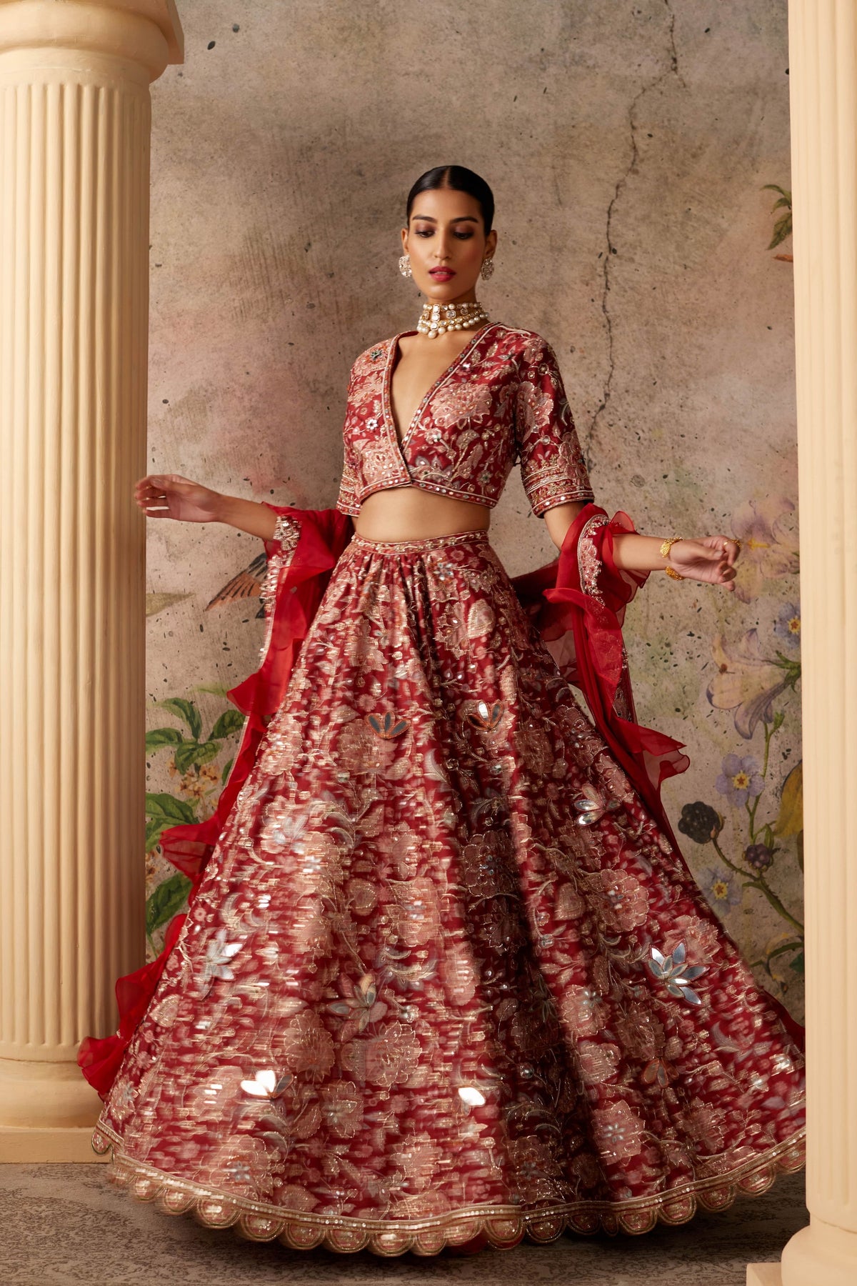 Ace Red Ochre Lehenga Set