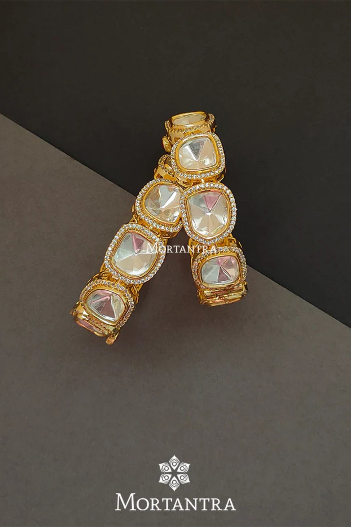White Color Faux Diamond Bangles