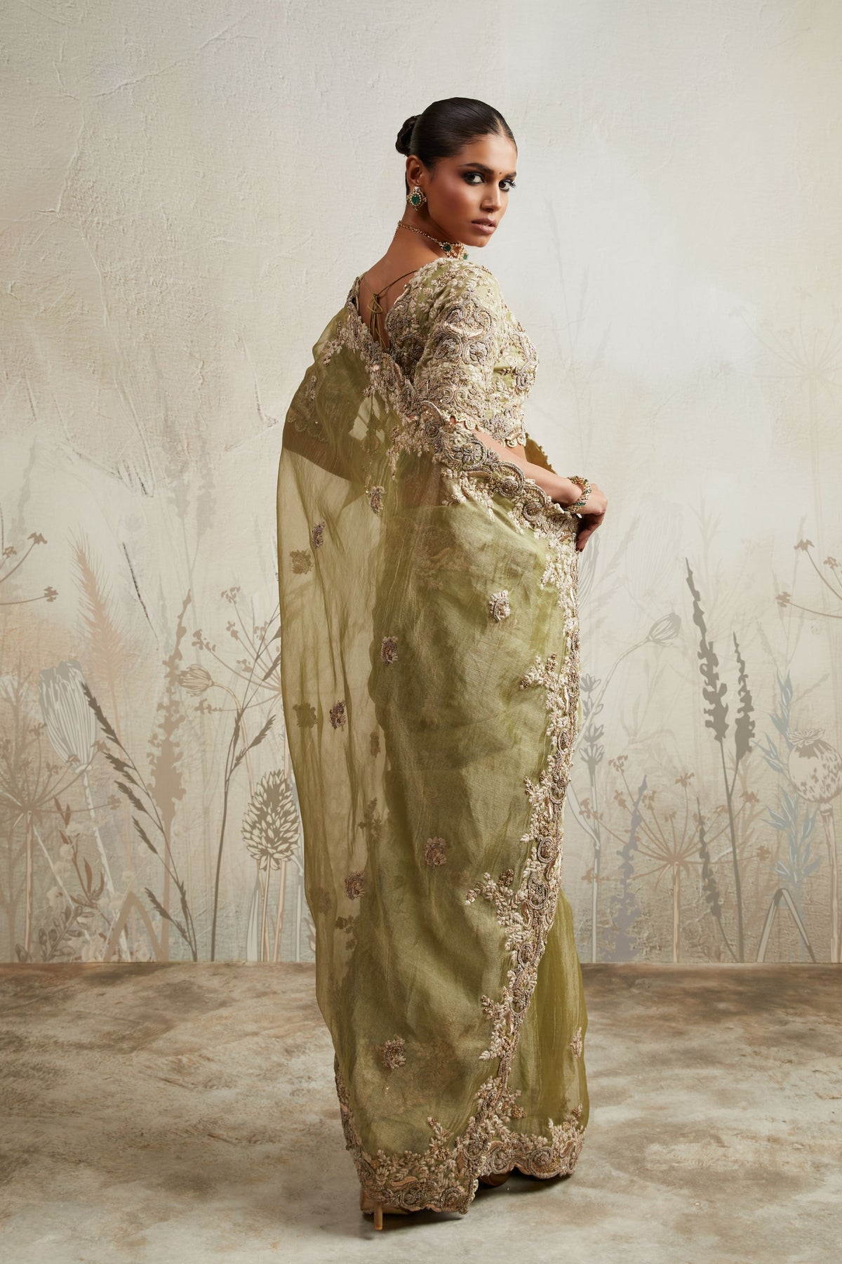 Sea Green Maal Dori Saree Set