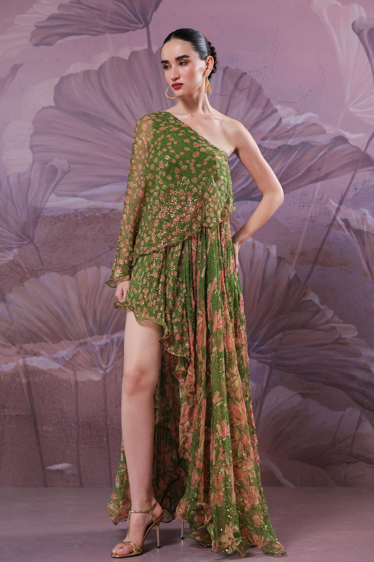 Avocado Green Marble Palace Dress