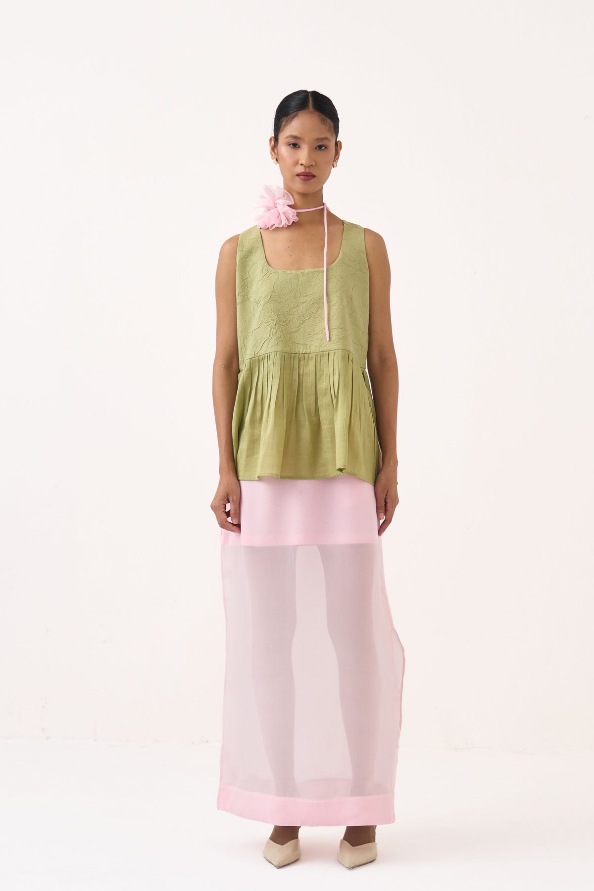 Sleeveless Yoke Gather Top