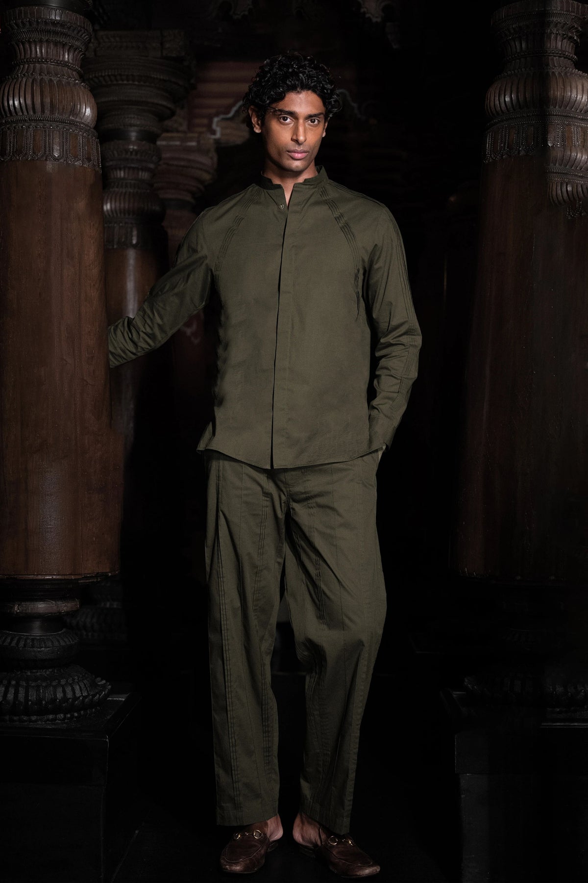 Pleated Shirt & Pintuck Pants