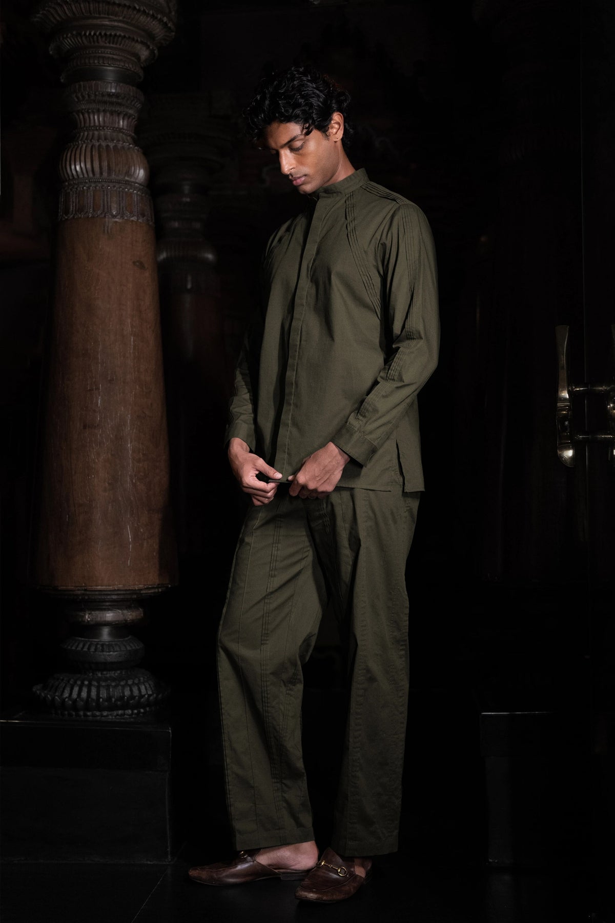 Pleated Shirt & Pintuck Pants