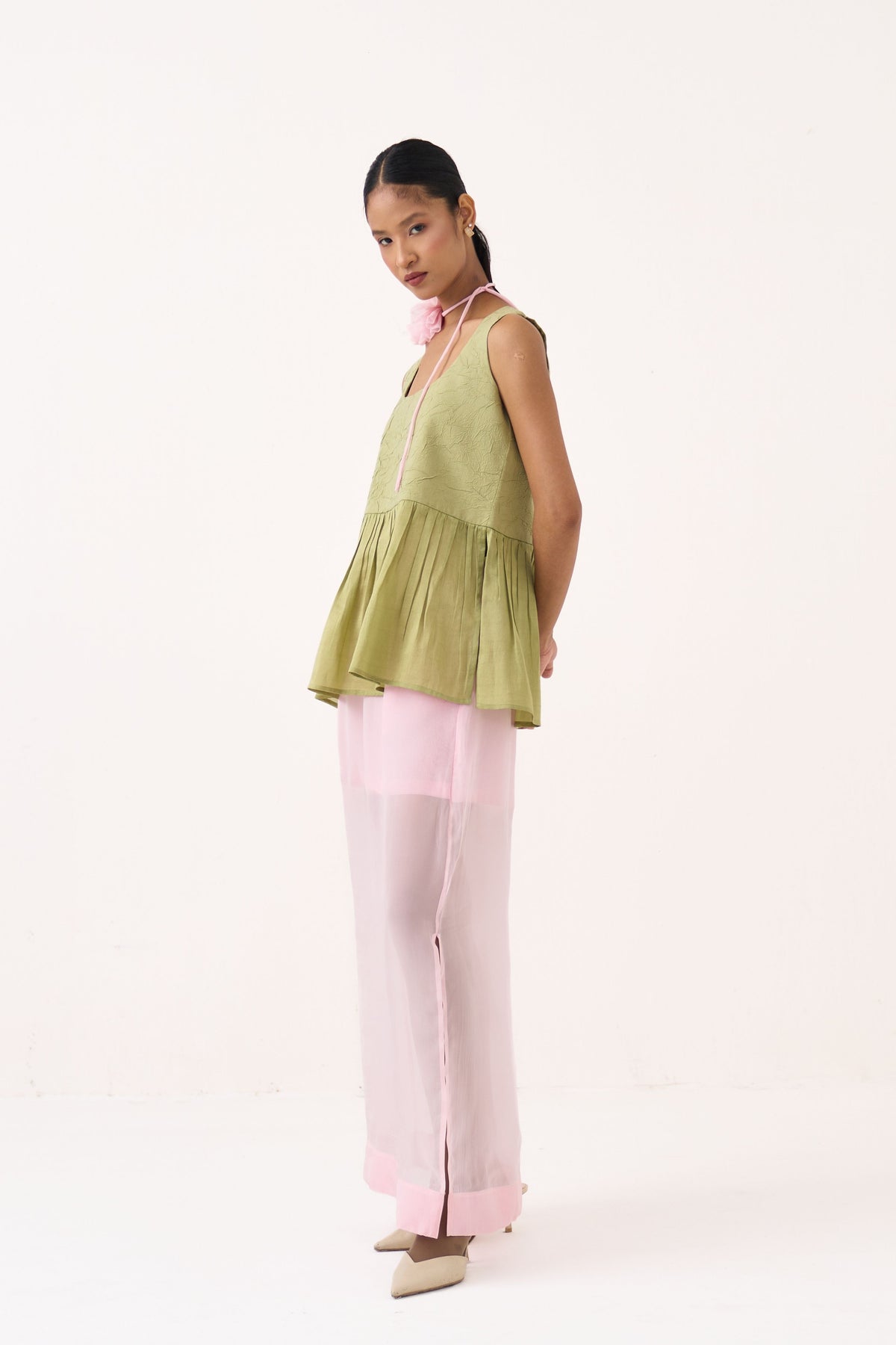 Sleeveless Yoke Gather Co-Ord Set