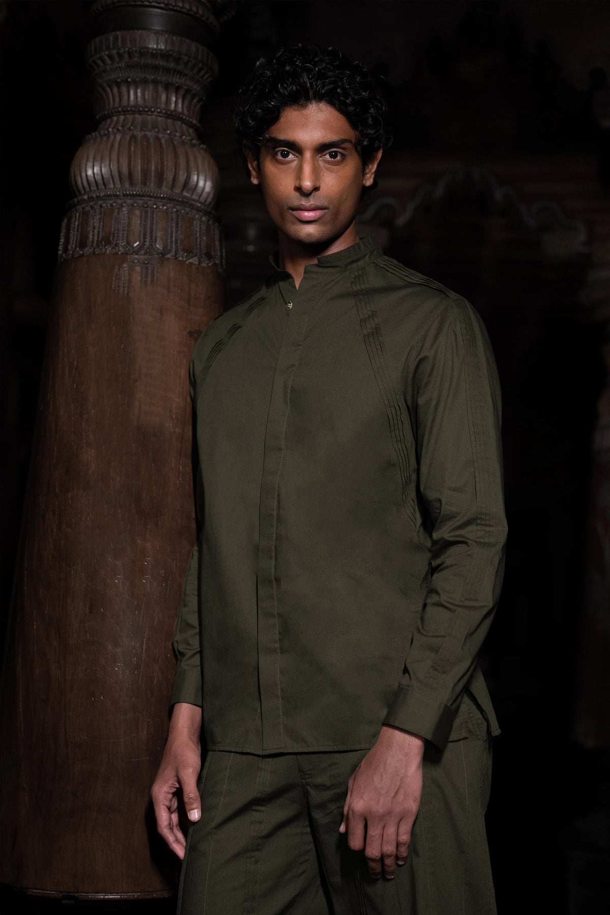 Pleated Shirt & Pintuck Pants