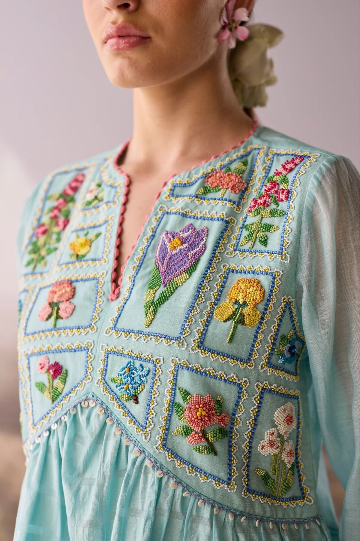 Azure Beaded Top