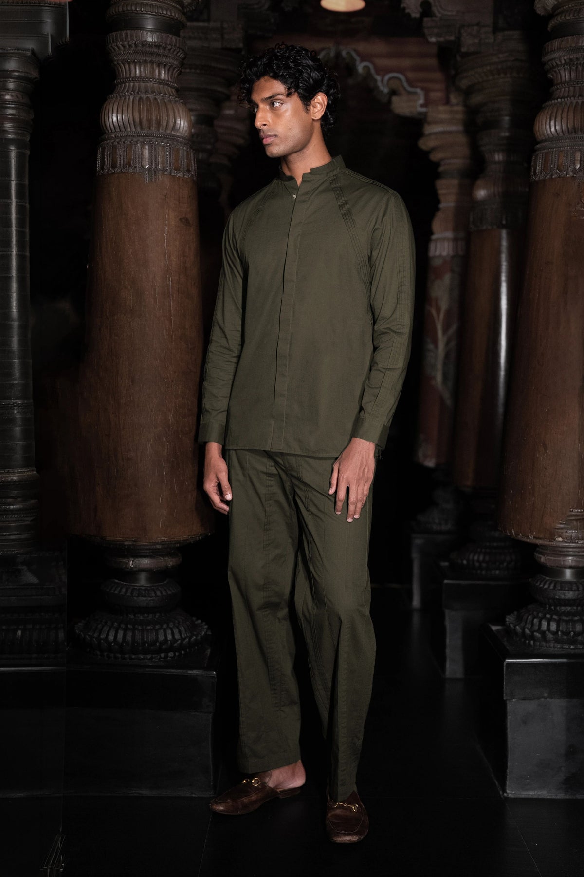 Pleated Shirt & Pintuck Pants