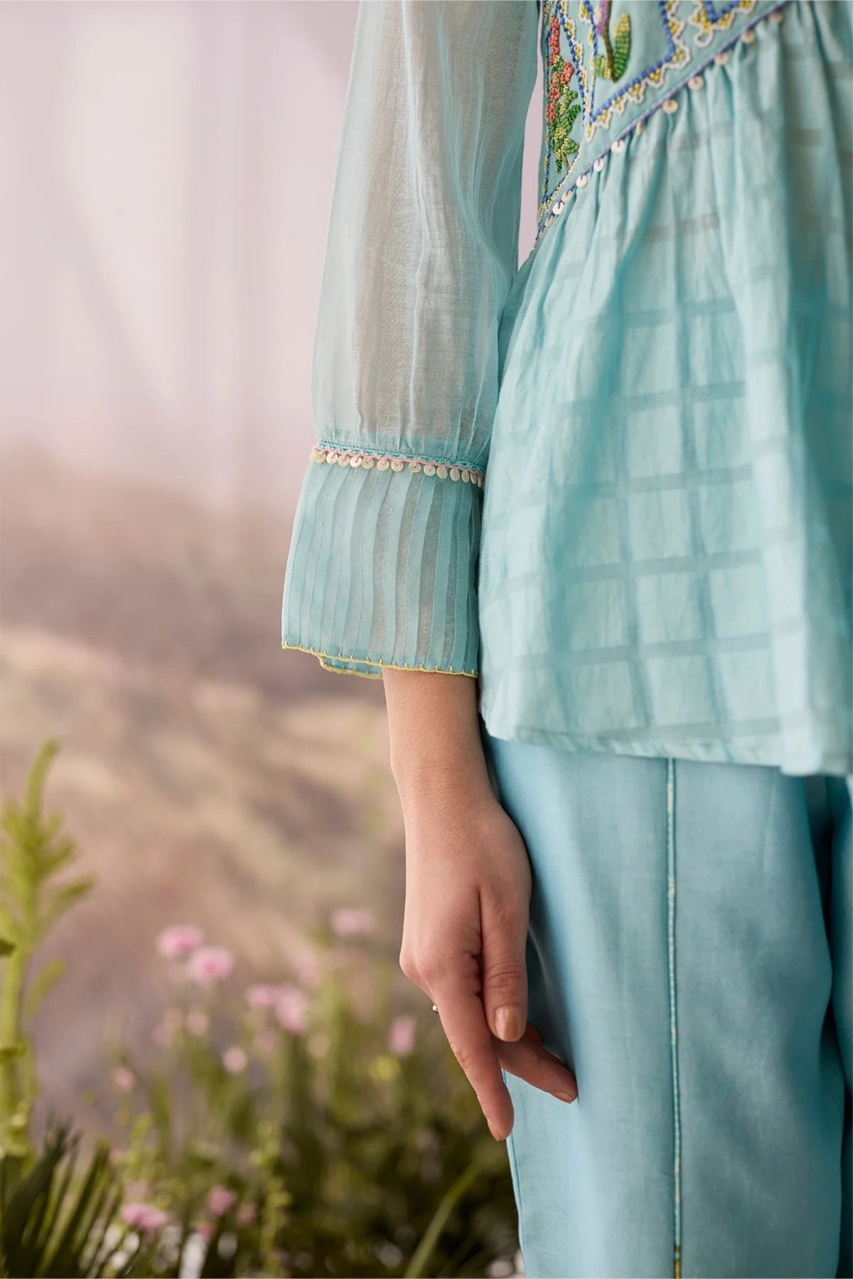 Azure Beaded Top