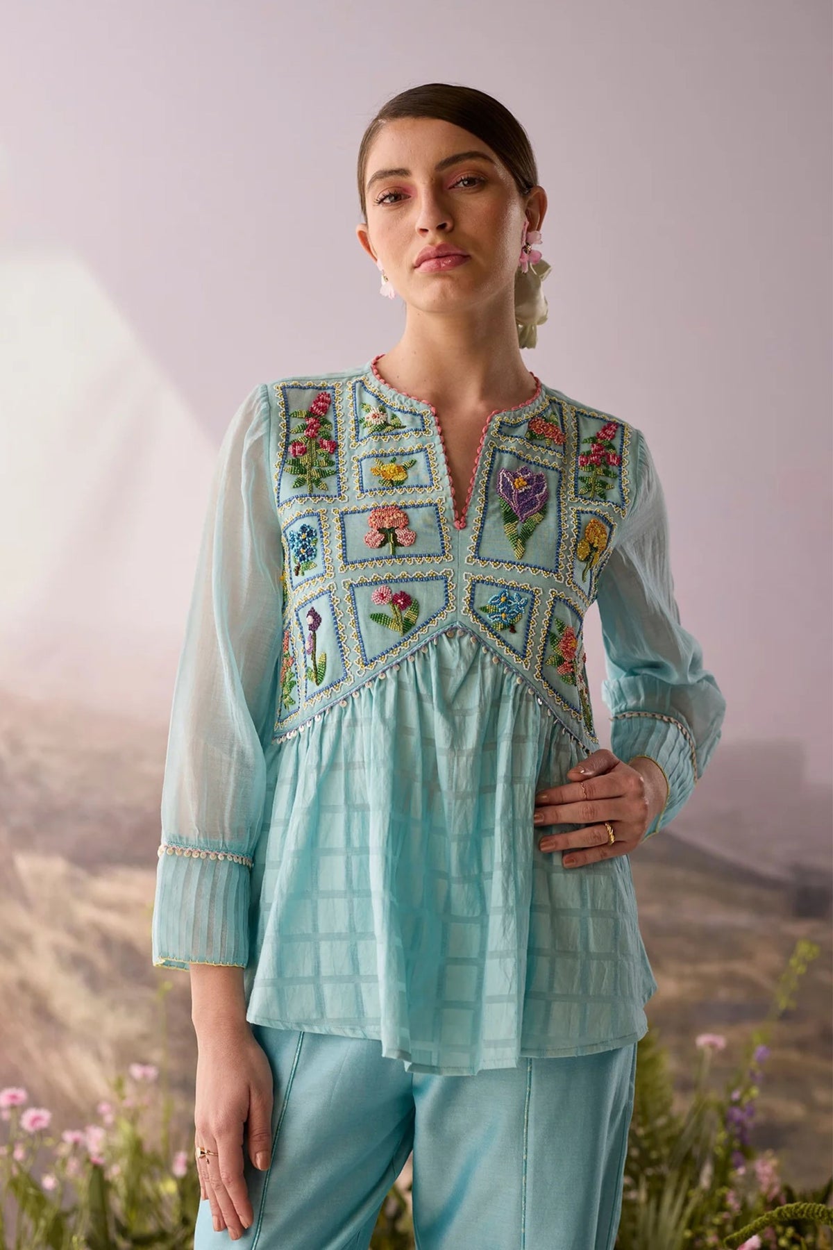 Azure Beaded Top