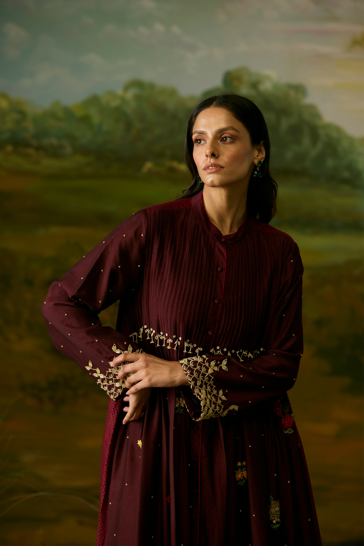 Crimson Pintuck Kurta