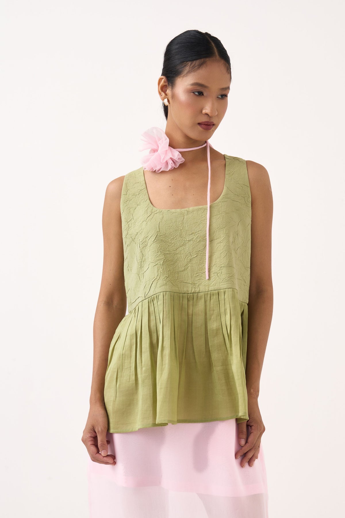 Sleeveless Yoke Gather Top