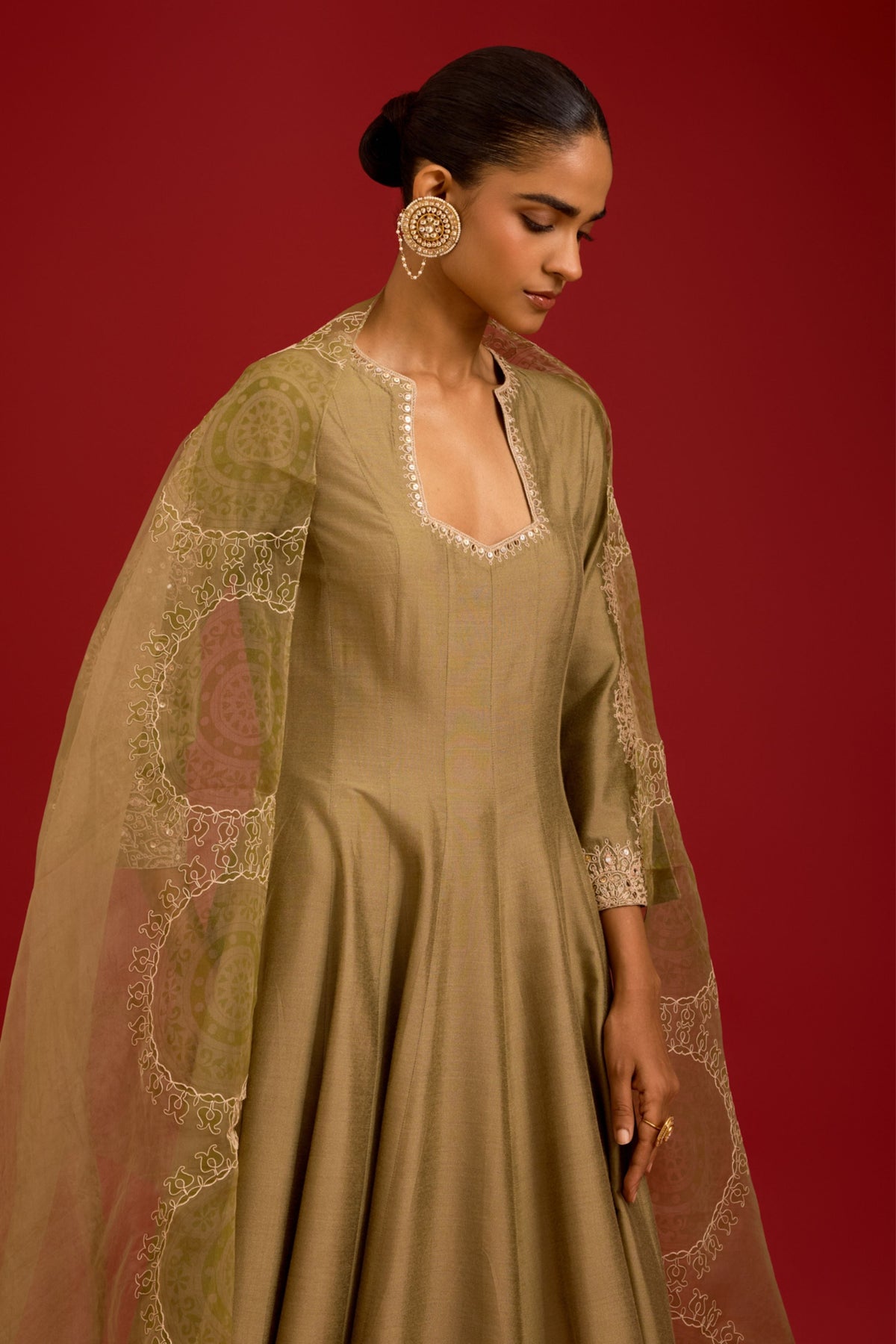 Pistachio Green Embroidered Anarkali Set