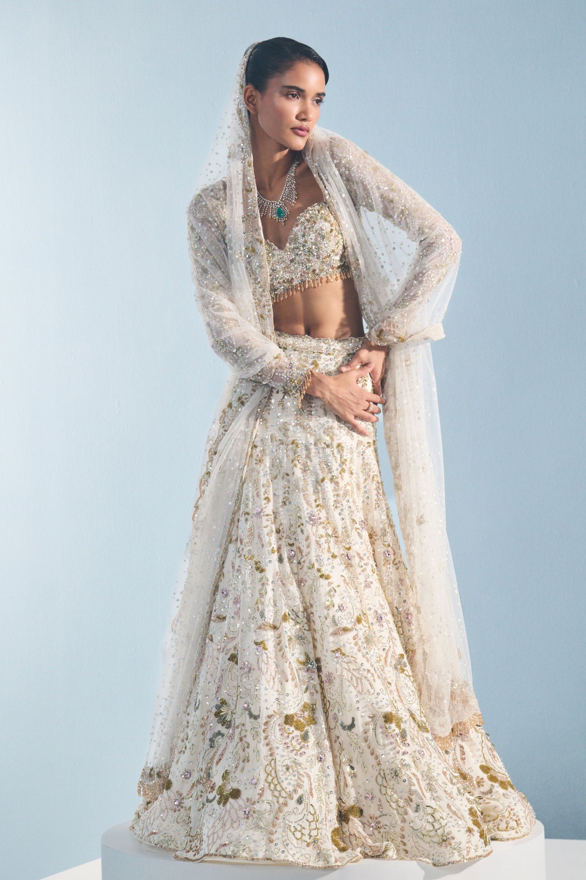 Ivory Fitted Lehenga Set