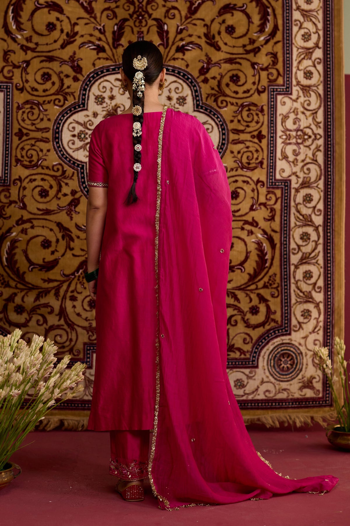 Pink Chanderi Kurta Set